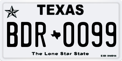 TX license plate BDR0099