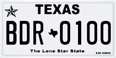 TX license plate BDR0100