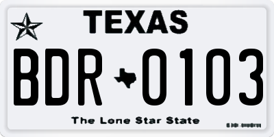 TX license plate BDR0103