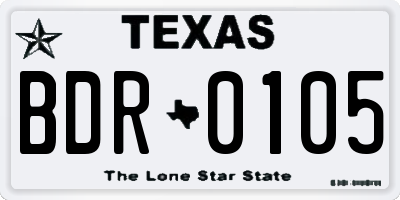 TX license plate BDR0105