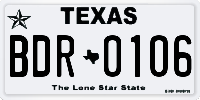 TX license plate BDR0106