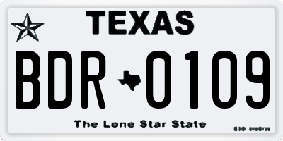 TX license plate BDR0109