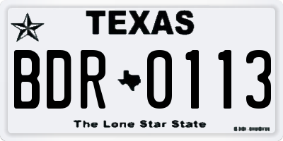 TX license plate BDR0113