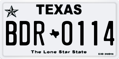 TX license plate BDR0114