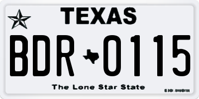 TX license plate BDR0115