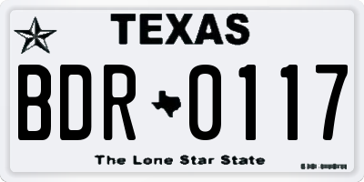 TX license plate BDR0117