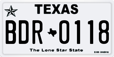 TX license plate BDR0118