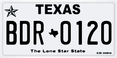 TX license plate BDR0120