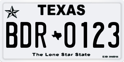 TX license plate BDR0123