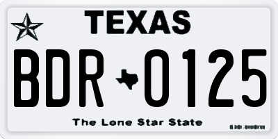 TX license plate BDR0125