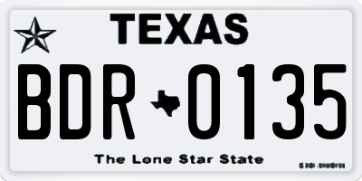 TX license plate BDR0135