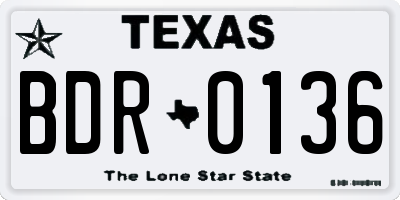 TX license plate BDR0136