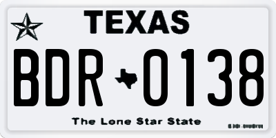 TX license plate BDR0138