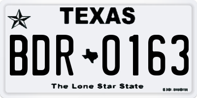 TX license plate BDR0163