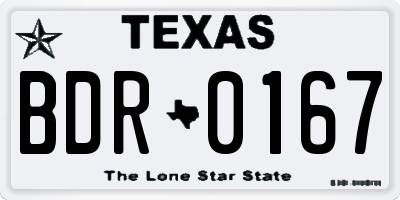 TX license plate BDR0167