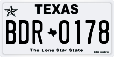 TX license plate BDR0178