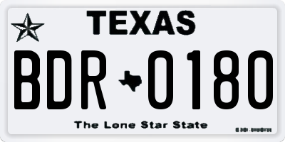 TX license plate BDR0180