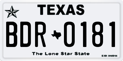 TX license plate BDR0181