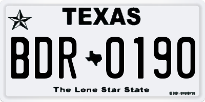 TX license plate BDR0190