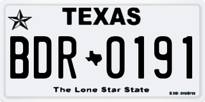 TX license plate BDR0191