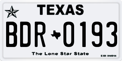 TX license plate BDR0193