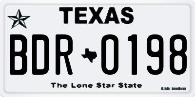 TX license plate BDR0198