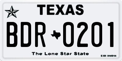 TX license plate BDR0201