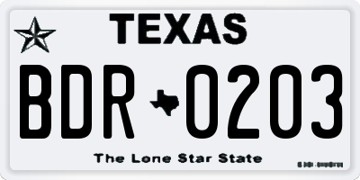 TX license plate BDR0203