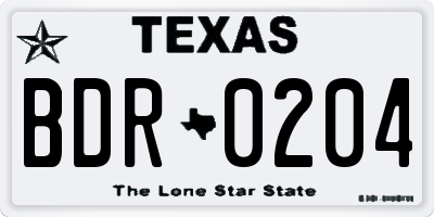 TX license plate BDR0204