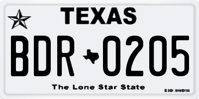 TX license plate BDR0205