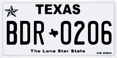 TX license plate BDR0206