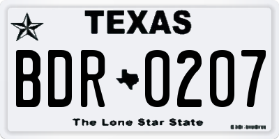 TX license plate BDR0207