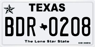 TX license plate BDR0208