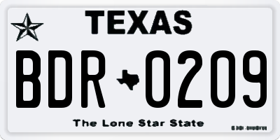 TX license plate BDR0209