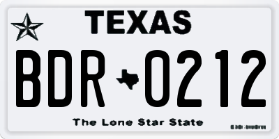 TX license plate BDR0212