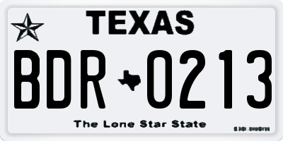 TX license plate BDR0213