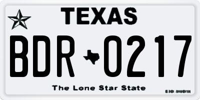 TX license plate BDR0217