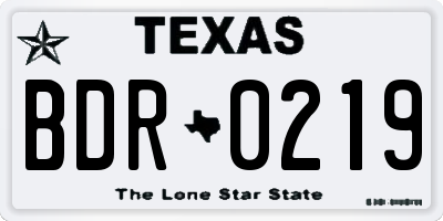 TX license plate BDR0219