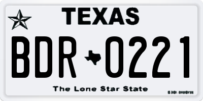 TX license plate BDR0221