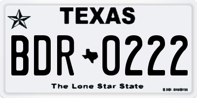 TX license plate BDR0222