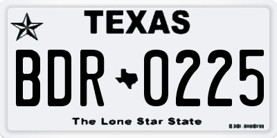 TX license plate BDR0225