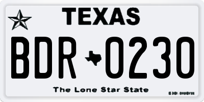 TX license plate BDR0230