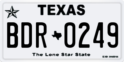 TX license plate BDR0249