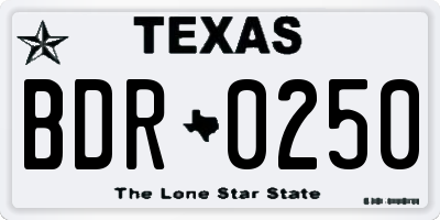 TX license plate BDR0250
