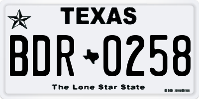 TX license plate BDR0258
