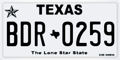 TX license plate BDR0259