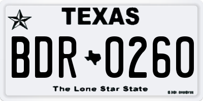 TX license plate BDR0260