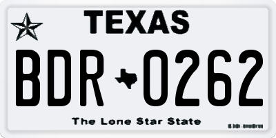 TX license plate BDR0262