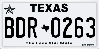 TX license plate BDR0263