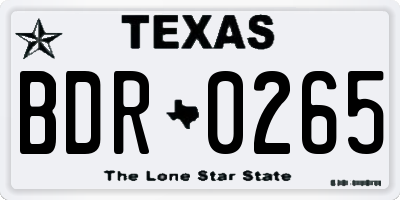 TX license plate BDR0265